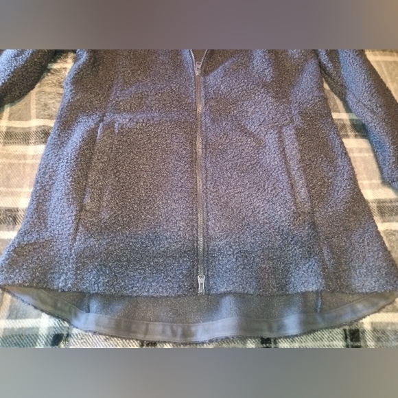 🆕 Lands' End | Cozy Boucle Fleece Coat with Hood Charcoal Grey Size Medium - Picture 8 of 9